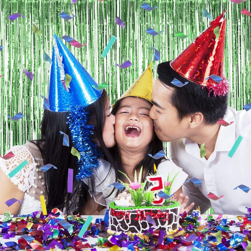 BEISHIDA 2 Pcs Green Door Streamers Tinsel Curtain Party Streamers Backdrop Fringe Foil Wall Background for Birthday Halloween Christmas Wedding Party Decoration(3.28 ft x 6.56 ft) - Image 5